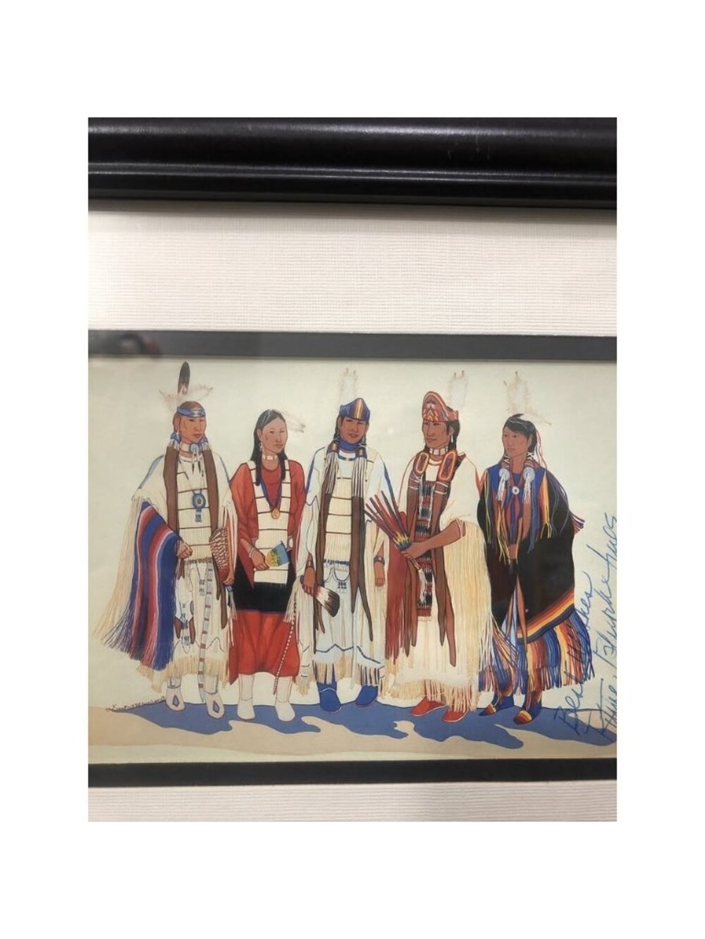 Ruthe Blalock Jones Art Pain Native American ‘Round Dance With Funeral Home Fan’